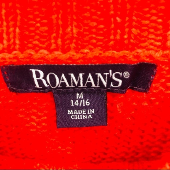 Roaman's Womens Red Tunic Sweater Medium M 14/16 Long Sleeve Knit - Picture 3 of 10